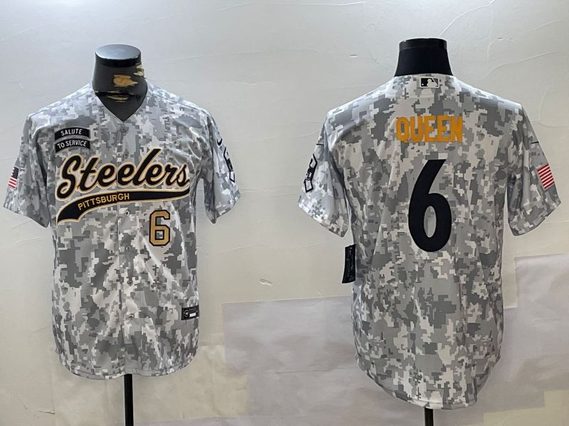 Men Pittsburgh Steelers #6 Queen Nike Arctic Camo 2024 Salute to Service Limited NFL Jersey style 2->pittsburgh steelers->NFL Jersey